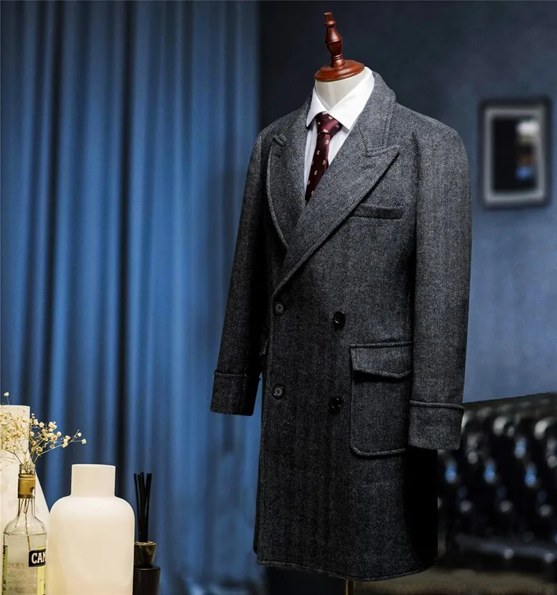 Style Business British Casual Double Breasted Wool Coat Men Slim Dark Gray Striped Overcoat Office Mens Windbreaker Outerwear
Style Business British Casual Double Breasted Wool Coat Men Slim Dark Gray Striped Overcoat Office Mens Windbreaker Outerwear