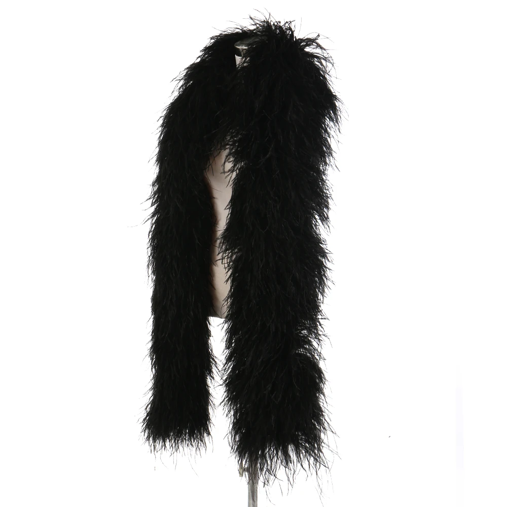

Черное 6-слойное страусиное перо Boa 2 м реальный фотошарф свадебное платье/юбка украшение для поделок