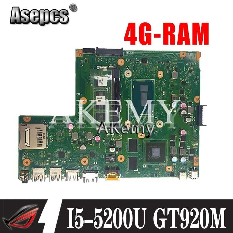 New!!! Mainboard W/4G-RAM I5-5200U GT920M For Asus X540L F540L X540LJ Laptop motherboard REV2.1 Test work 100%
New!!! Mainboard W/4G-RAM I5-5200U GT920M For Asus X540L F540L X540LJ Laptop motherboard REV2.1 Test work 100%