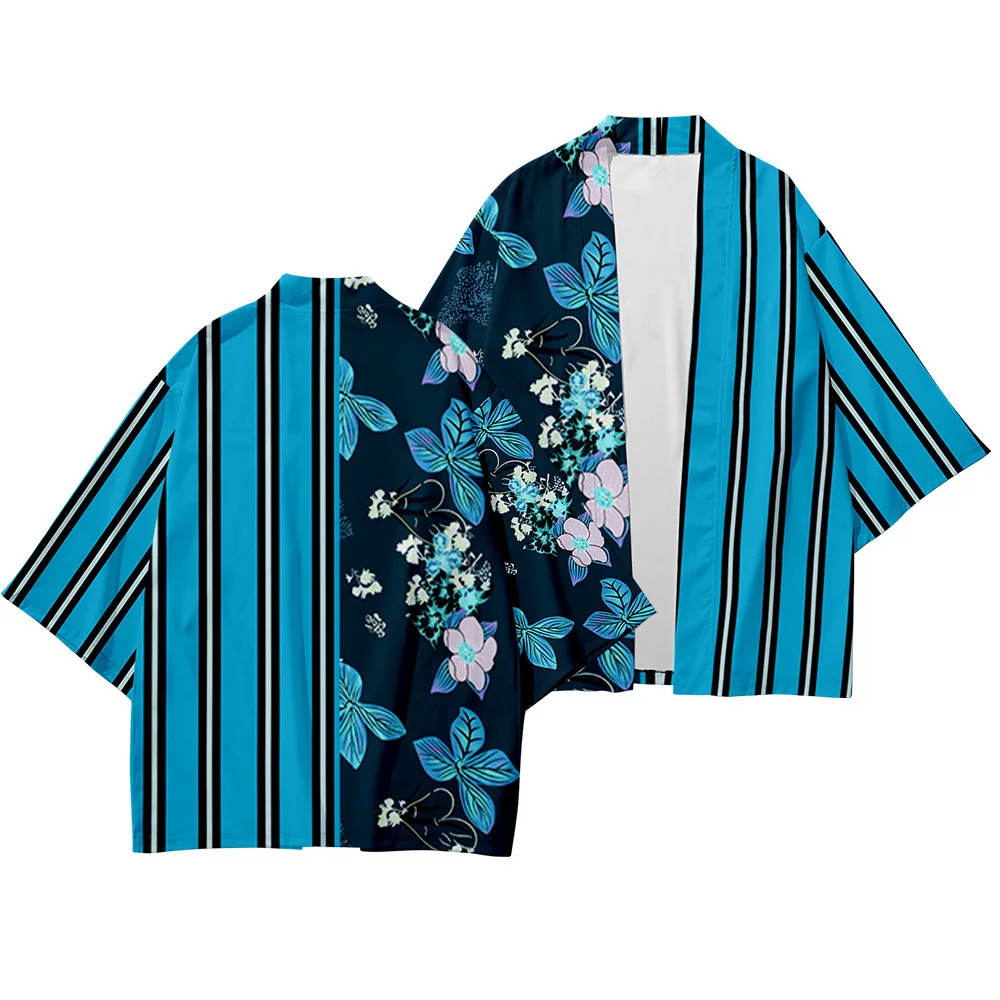 Штаны и кардиган мужские, в полоску, с цветочным принтом 
Штаны и кардиган мужские, в полоску, с цветочным принтом