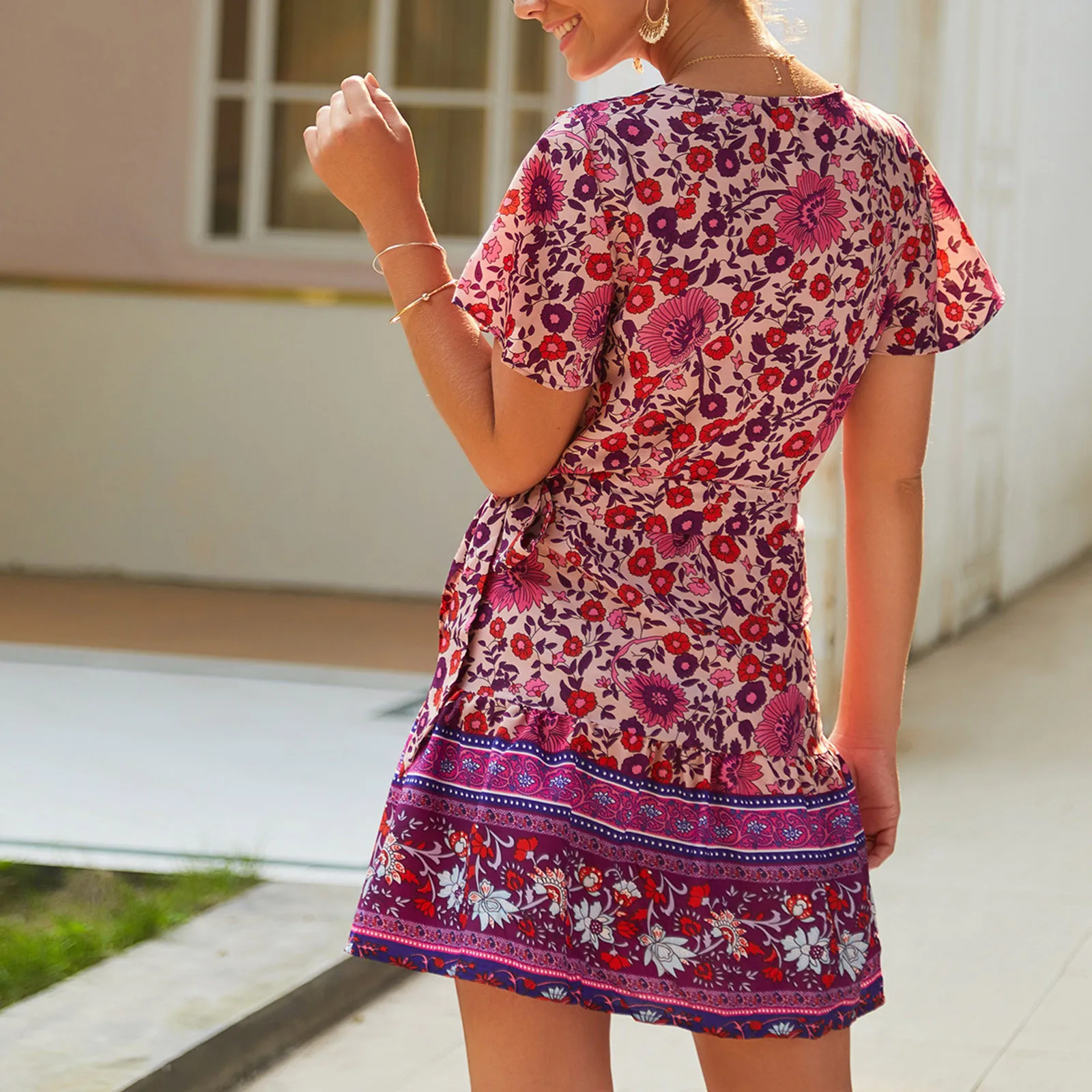 40# Floral Sexy Bandage Sundress Embroidery Elegant Evening Party Dress Boho Loose V Neck Mini Dresses For Women 2021 Vestidos 
40# Floral Sexy Bandage Sundress Embroidery Elegant Evening Party Dress Boho Loose V Neck Mini Dresses For Women 2021 Vestidos