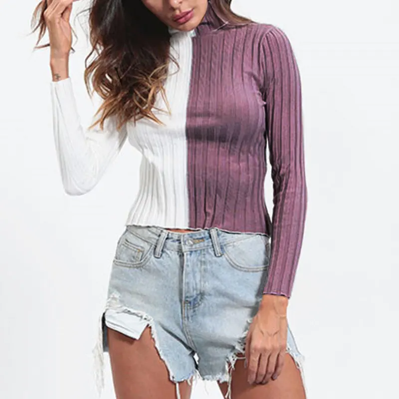 New Women Long Sleeve Turtleneck Patchwork Short T-Shirts Autumn Winter Casual Slim Sexy Ladies Pullovers Size S/M/L 6Q2457
New Women Long Sleeve Turtleneck Patchwork Short T-Shirts Autumn Winter Casual Slim Sexy Ladies Pullovers Size S/M/L 6Q2457