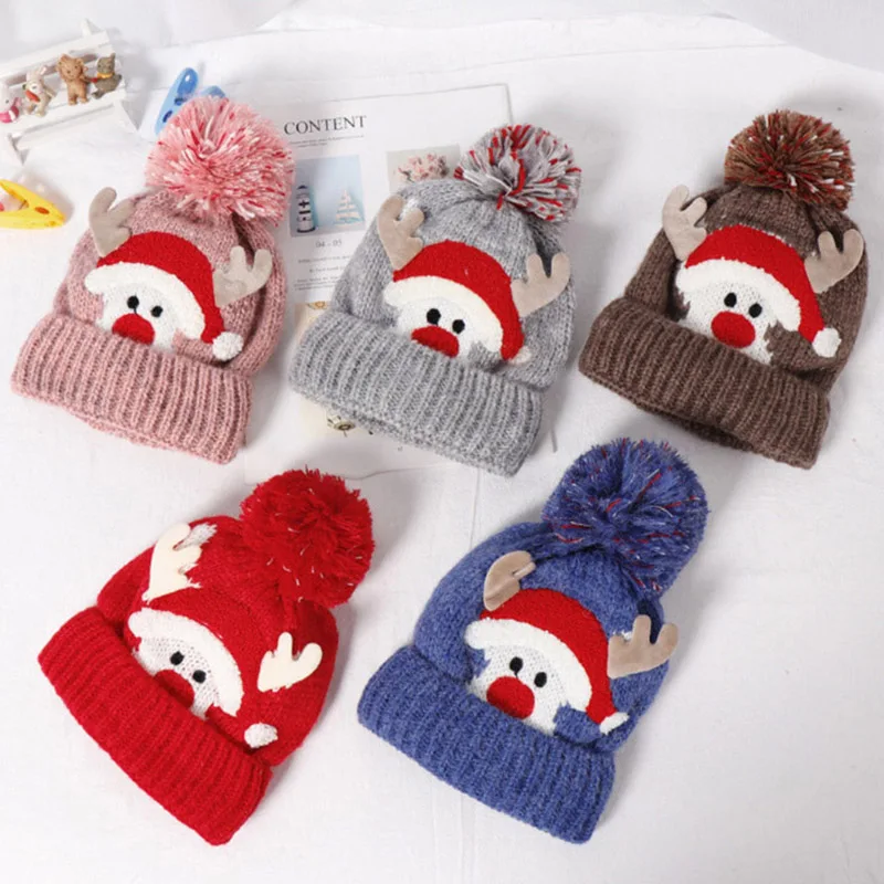 Шапка Вязаная Детская, зимняя, с помпоном, Рождественские рога 
Шапка Вязаная Детская, зимняя, с помпоном, Рождественские рога