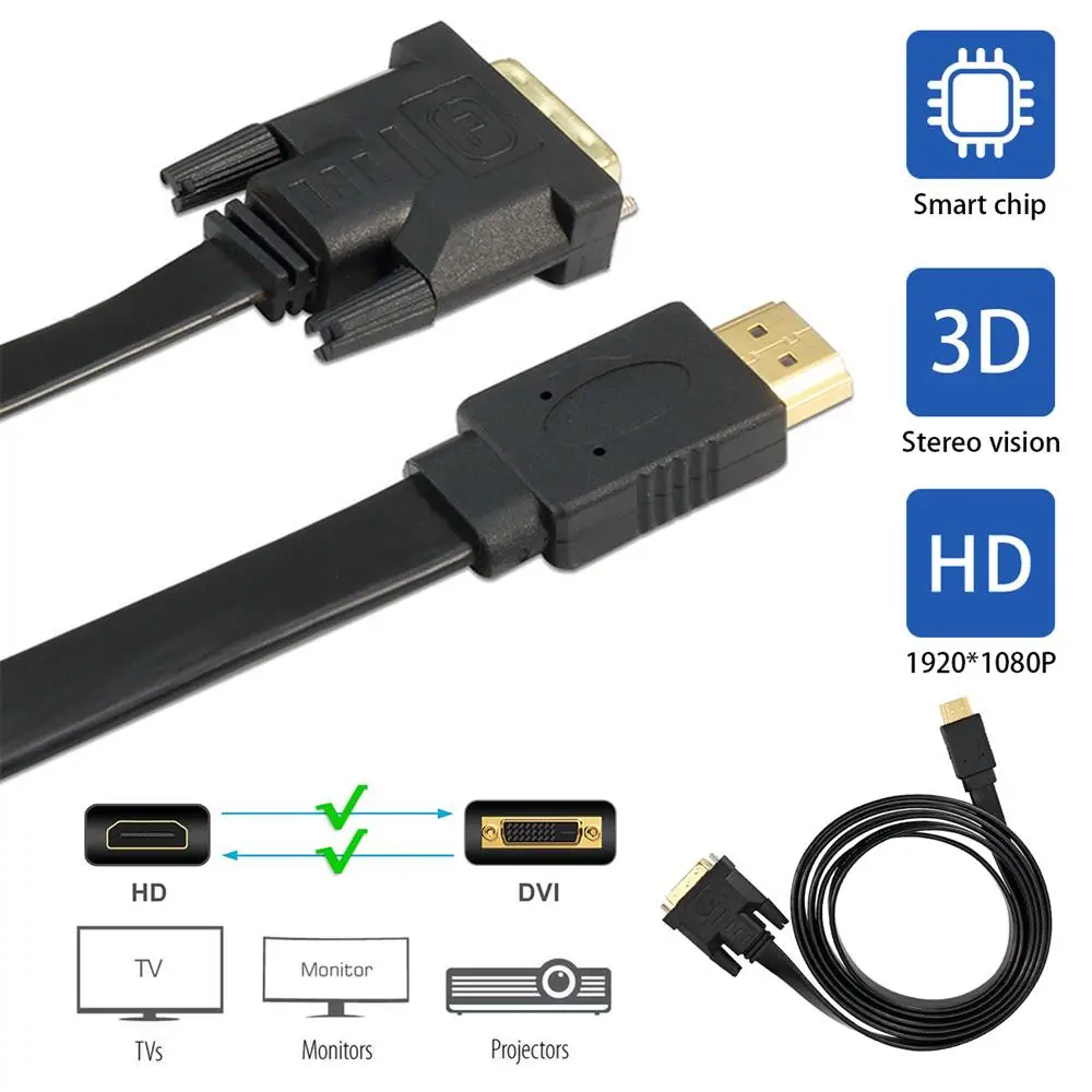 High Speed Bi-Directional DVI-D 24+1 Pin Adapter Cables 1080P HDMI-Compatible to DVI Cable for LCD DVD HDTV XBOX PS3
High Speed Bi-Directional DVI-D 24+1 Pin Adapter Cables 1080P HDMI-Compatible to DVI Cable for LCD DVD HDTV XBOX PS3
