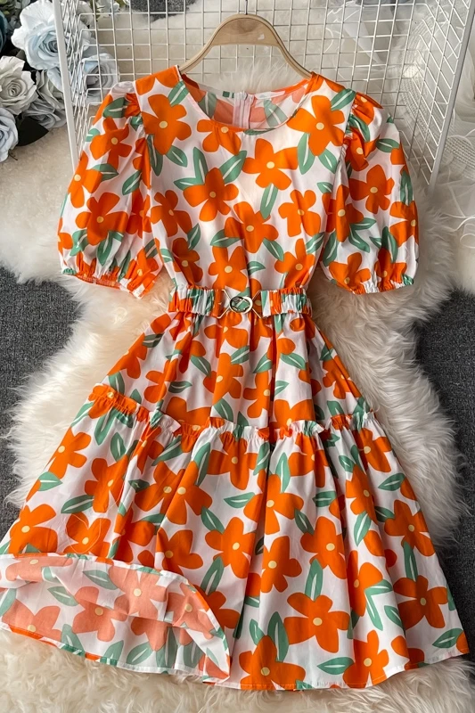 Summer Floral Vintage Dress Women O Neck Short Sleeve Print Sashes Mini Vestidos Mujer Sexy Club Casual Loose Dresses 2021
Summer Floral Vintage Dress Women O Neck Short Sleeve Print Sashes Mini Vestidos Mujer Sexy Club Casual Loose Dresses 2021