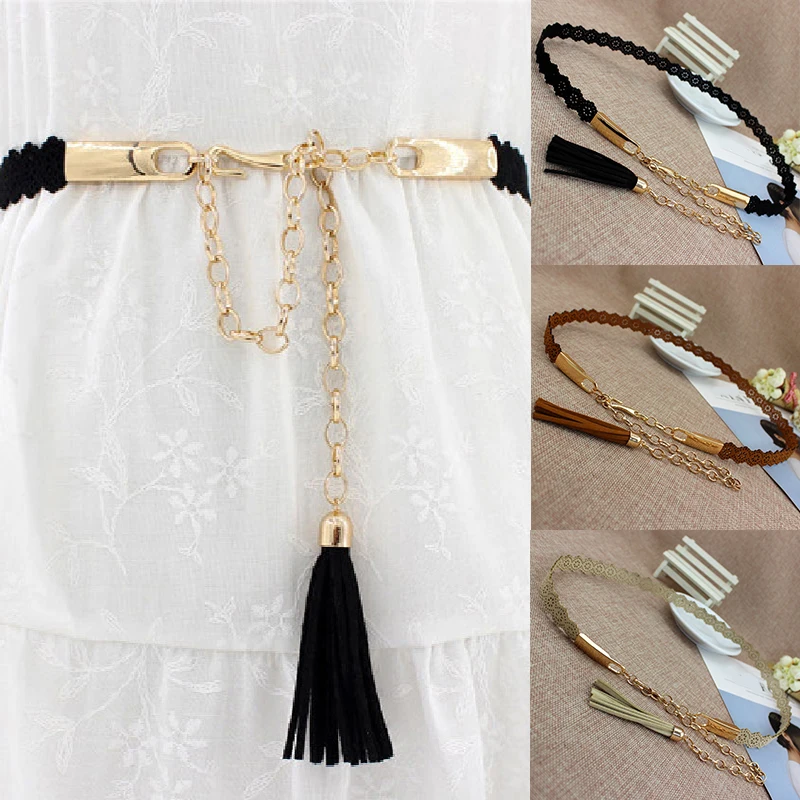 Womens Belt Metal Cummerbund Ladies Belts Tassel Tie Strap Hollow Waist Chain Fashion Women's Waistband for Dress Accessories
Womens Belt Metal Cummerbund Ladies Belts Tassel Tie Strap Hollow Waist Chain Fashion Women's Waistband for Dress Accessories