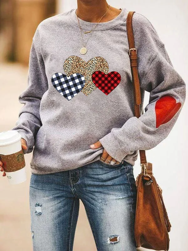 Valentine's Day leopard-print hot style fleece grid splicing heart print round neck long sleeve clothes
Valentine's Day leopard-print hot style fleece grid splicing heart print round neck long sleeve clothes