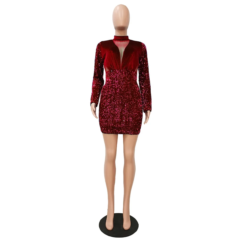 2020 Sexy Women Skinny Dresses Velvet Sequins Mesh Patchwork O-Neck Long Sleeve Bodycon Mini Dress For Party Nightclub S-XXL
2020 Sexy Women Skinny Dresses Velvet Sequins Mesh Patchwork O-Neck Long Sleeve Bodycon Mini Dress For Party Nightclub S-XXL