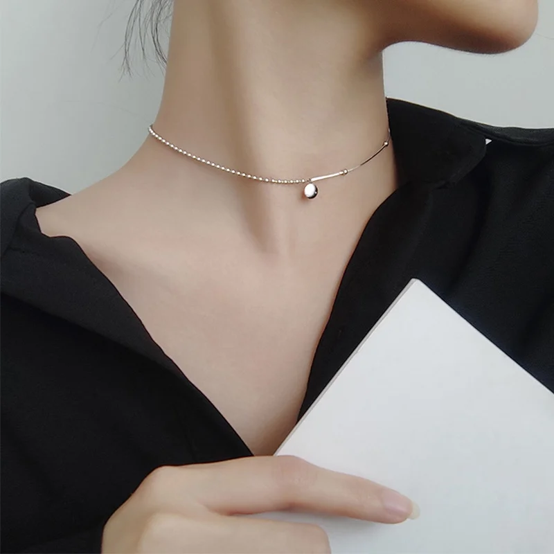 925 Sterling Silver Beads Snake Chain Choker Necklaces For Women Letters Lucky Round Pendant Necklace Simple Fashion Jewelry
925 Sterling Silver Beads Snake Chain Choker Necklaces For Women Letters Lucky Round Pendant Necklace Simple Fashion Jewelry