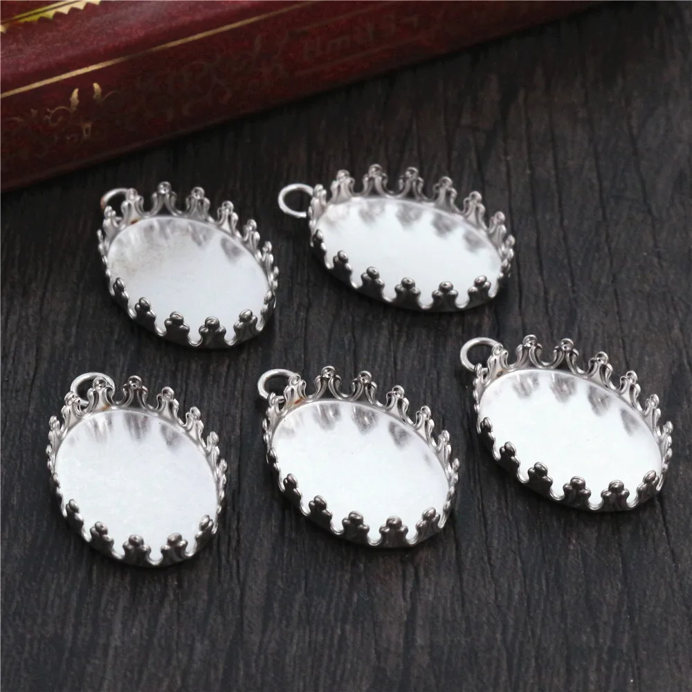 

( No Fade ) 10pcs 13x18mm 18x25mm Inner Size Stainless Steel Material Oval Style Cabochon Base Cameo Setting Pendant Tray