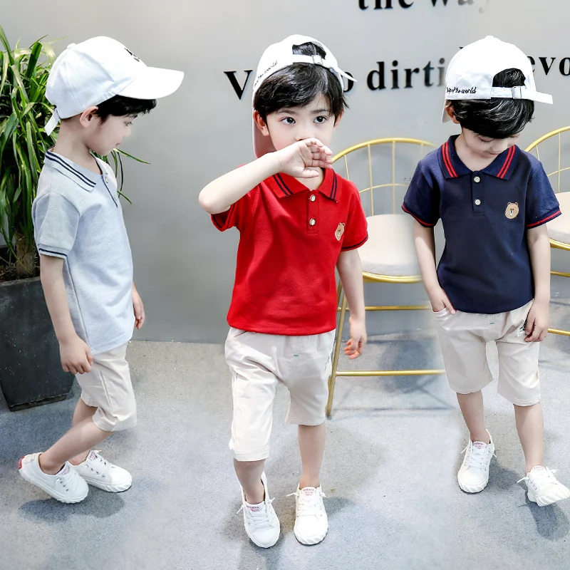 

New Arrived Children Cotton Out Clothes Summer Baby Boys Bear T Shirt Shorts 2Pcs/sets Infant Kids Fashion Toddler Tracksuits