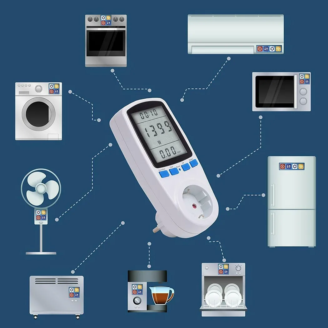 EU Plug Electricity Power Consumption Meter Energy Monitor Watt Analyzer Monitor Power Meter Wattmeter Socket Wattage
EU Plug Electricity Power Consumption Meter Energy Monitor Watt Analyzer Monitor Power Meter Wattmeter Socket Wattage