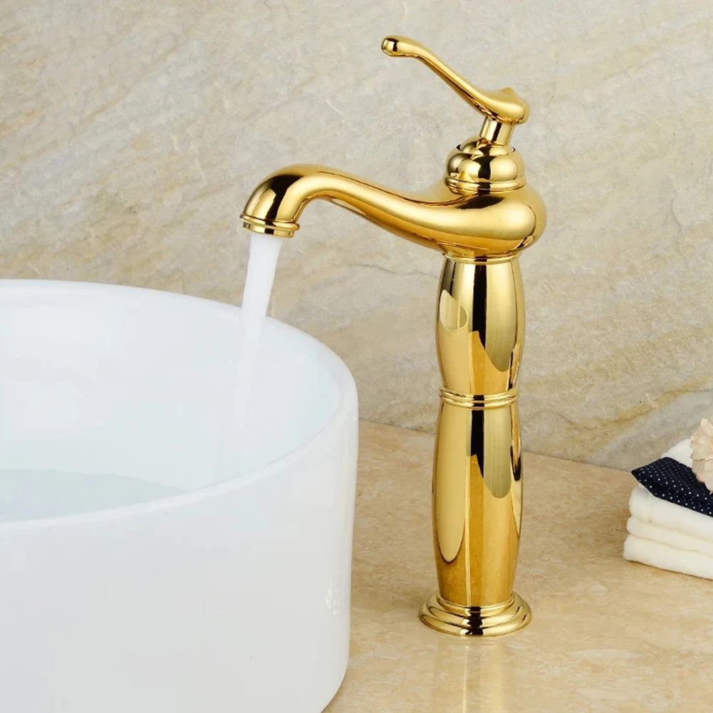 Bathroom Tall Basin Faucet Gold Brass Mixer Solid Copper Luxury Europe Style Tap Bathroom Wash Basin Taps Single Handle Faucets
Bathroom Tall Basin Faucet Gold Brass Mixer Solid Copper Luxury Europe Style Tap Bathroom Wash Basin Taps Single Handle Faucets