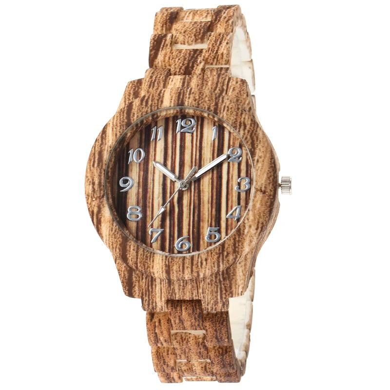 Новое поступление женские кварцевые часы с текстурой древесины простой стиль