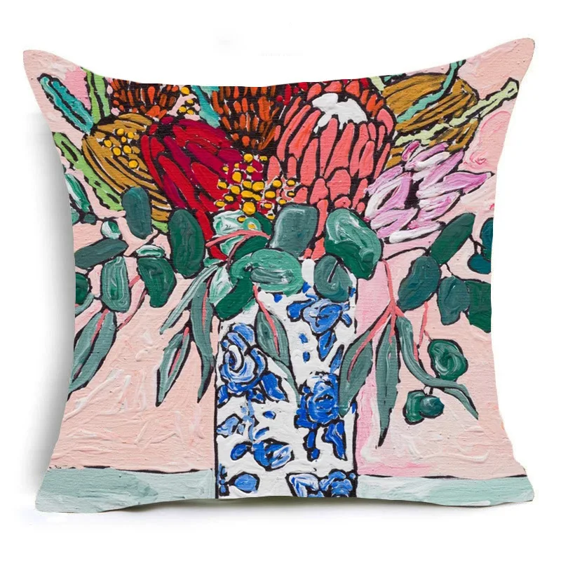 Single-sided Printing Oil Painting Faux Linen Cushion Cover Sofa Chair Modern Flower Decorative Throw Pillows Case Home Decor 
Single-sided Printing Oil Painting Faux Linen Cushion Cover Sofa Chair Modern Flower Decorative Throw Pillows Case Home Decor