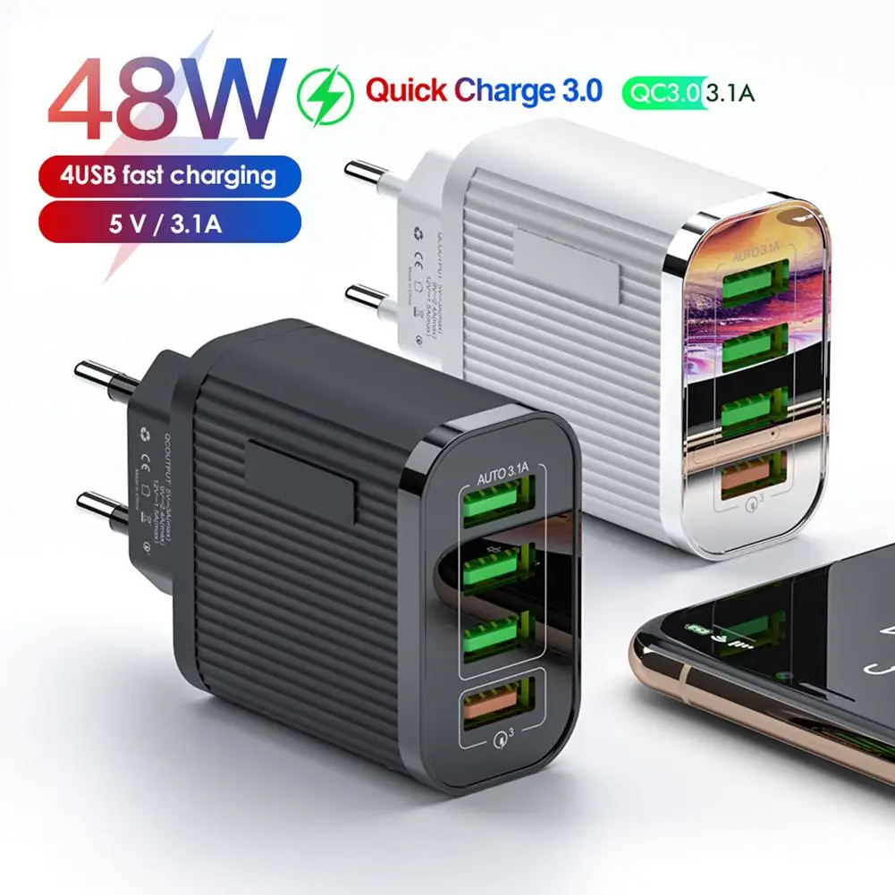 New Travel EU Plug 48W USB Charger QC3.0 Quick Charging 4 USB Port Wall Charger Adapter phone Fast charger зарядка для телефона 
New Travel EU Plug 48W USB Charger QC3.0 Quick Charging 4 USB Port Wall Charger Adapter phone Fast charger зарядка для телефона