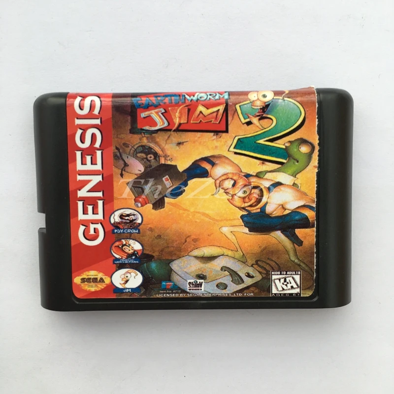 Земля червяк Джим 2 EU/японский оболочка для 16 бит карточная игра Genesis Системы Sega