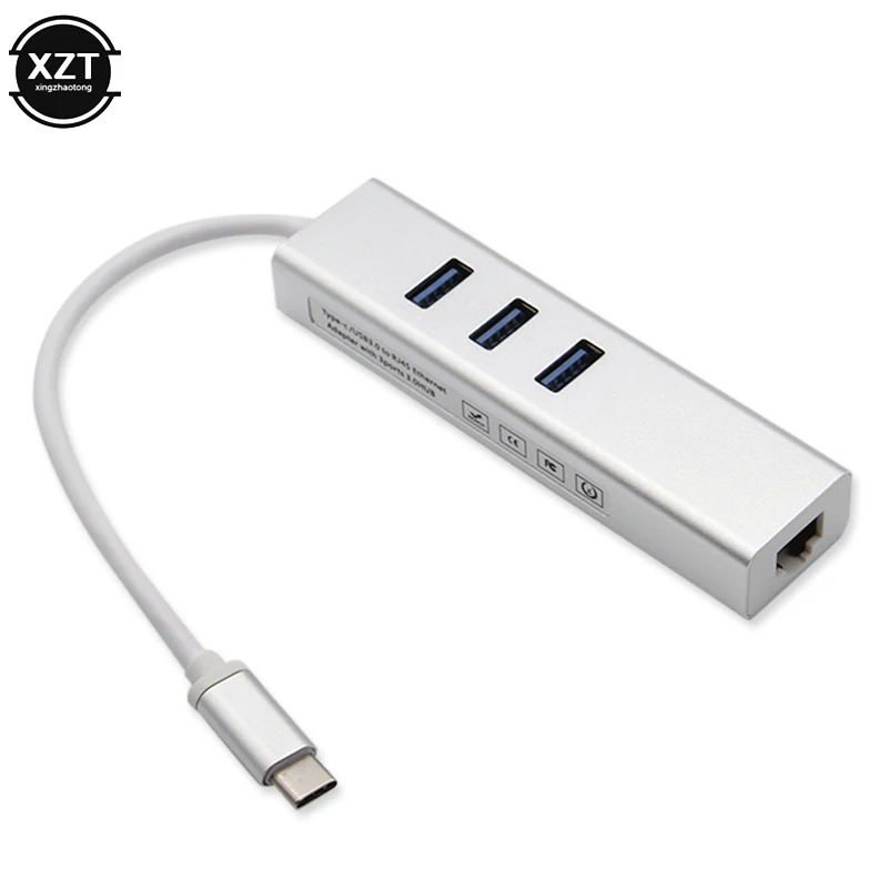 Адаптер Ethernet 3 порта USB C адаптер RJ45 Lan сетевая карта Gigabit Internet для Macbook Pro Android Type Hub |