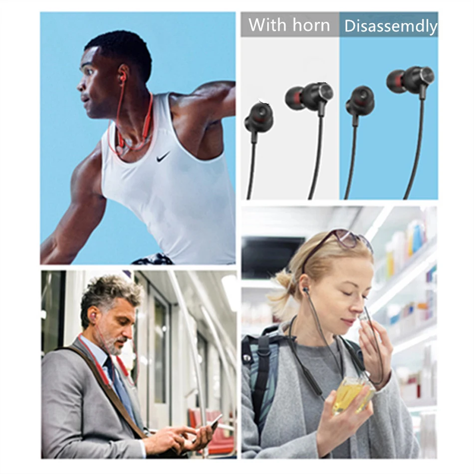 

Oppselve Wireless Bluetooth Headsets Sports Neck-mounted Earphone Hands-free Calling Earbuds with Mic For iPhone Samsung Xiaomi