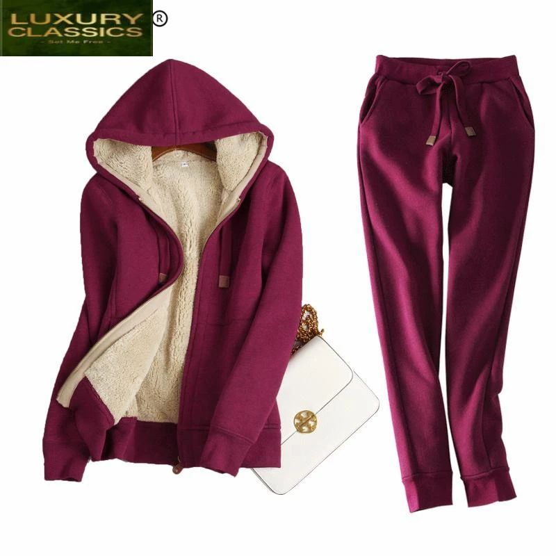 Piece Two Tracksuit Women Set Costumes Winter Female Sets 2021 Loose Fit Autumn Thick Warm Hooded Sweater Shirts T02LW517
Piece Two Tracksuit Women Set Costumes Winter Female Sets 2021 Loose Fit Autumn Thick Warm Hooded Sweater Shirts T02LW517