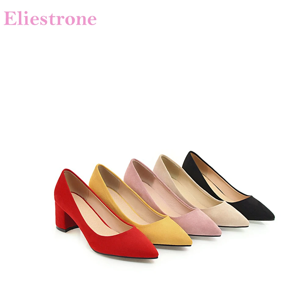 Spring Brand New Black Red Women Formal Pumps Elegant Flock Chunky Heels Office Lady Nude Shoes AC257 Plus Big Size 10 43
Spring Brand New Black Red Women Formal Pumps Elegant Flock Chunky Heels Office Lady Nude Shoes AC257 Plus Big Size 10 43