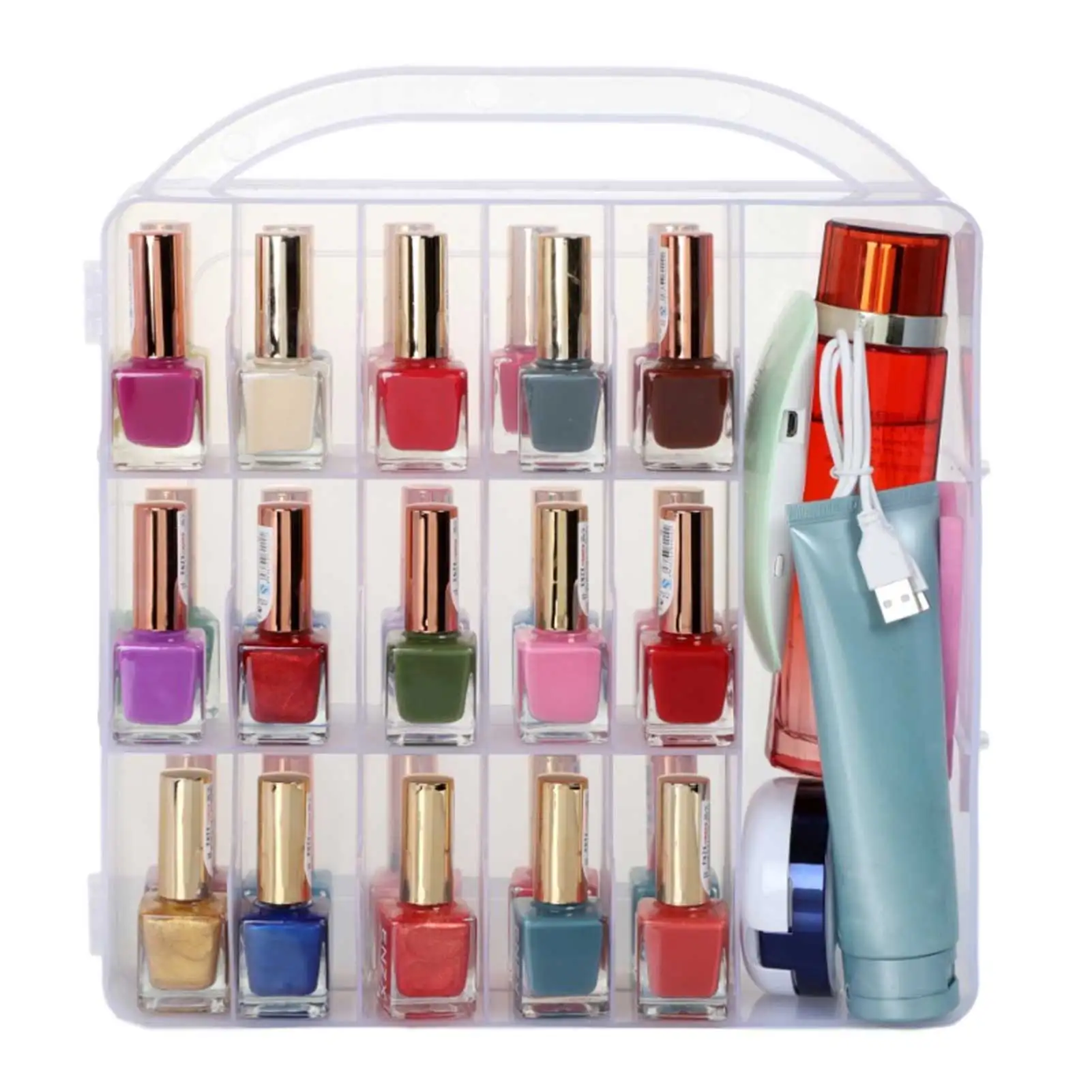 30 Cells Transparent Plastic Nail Polish Organizer Storage Holder Case Double-layer Portable Cosmetic Box
30 Cells Transparent Plastic Nail Polish Organizer Storage Holder Case Double-layer Portable Cosmetic Box