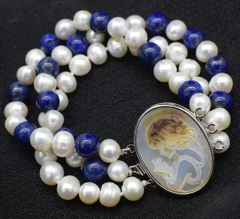 3rows blue lapis and freshwater pearl round 8mm bracelet 7.5inch FPPJ wholesale beads nature
3rows blue lapis and freshwater pearl round 8mm bracelet 7.5inch FPPJ wholesale beads nature