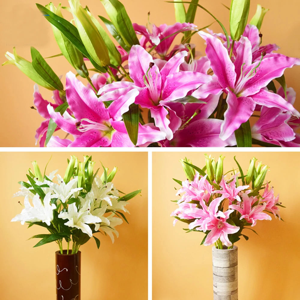 8pcs artificial flower bouquets lily flower bouquets flower bunches 1pcs have two flowers and one buds
8pcs artificial flower bouquets lily flower bouquets flower bunches 1pcs have two flowers and one buds