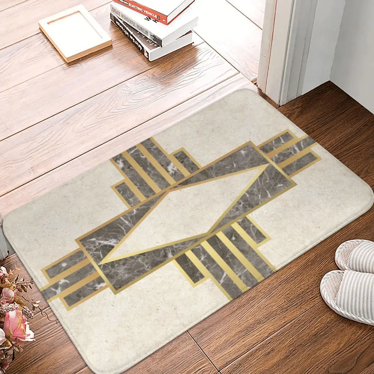 

Luxurious Gold And Marble Doormat Carpet Mat Rug Polyester PVC Non-Slip Floor Decor Bath Bathroom Kitchen Balcony 40x60