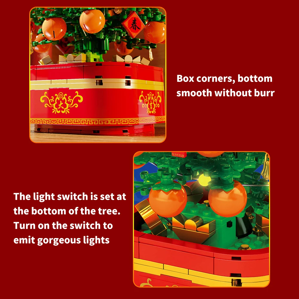 Chinese Red Envelope Ingots Orange Tree Kumquat Building Blocks New Year'S Gift Music Box Kids Educational Toys Friends
Chinese Red Envelope Ingots Orange Tree Kumquat Building Blocks New Year'S Gift Music Box Kids Educational Toys Friends