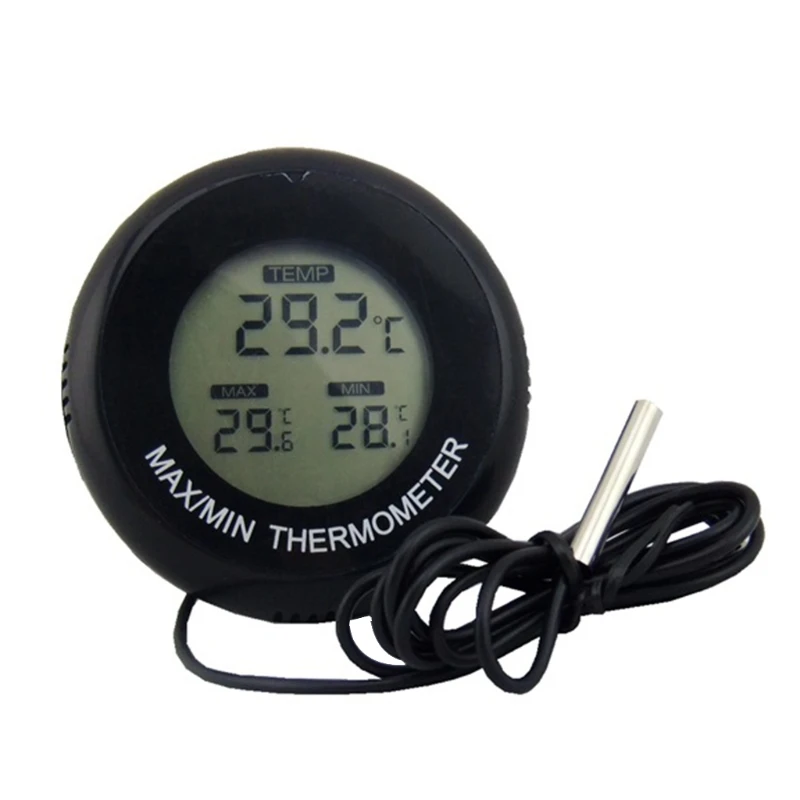 Max Min Record Round Thermometer with Sensor for Aquarium Fish Tank Reptile Box Y08A
Max Min Record Round Thermometer with Sensor for Aquarium Fish Tank Reptile Box Y08A