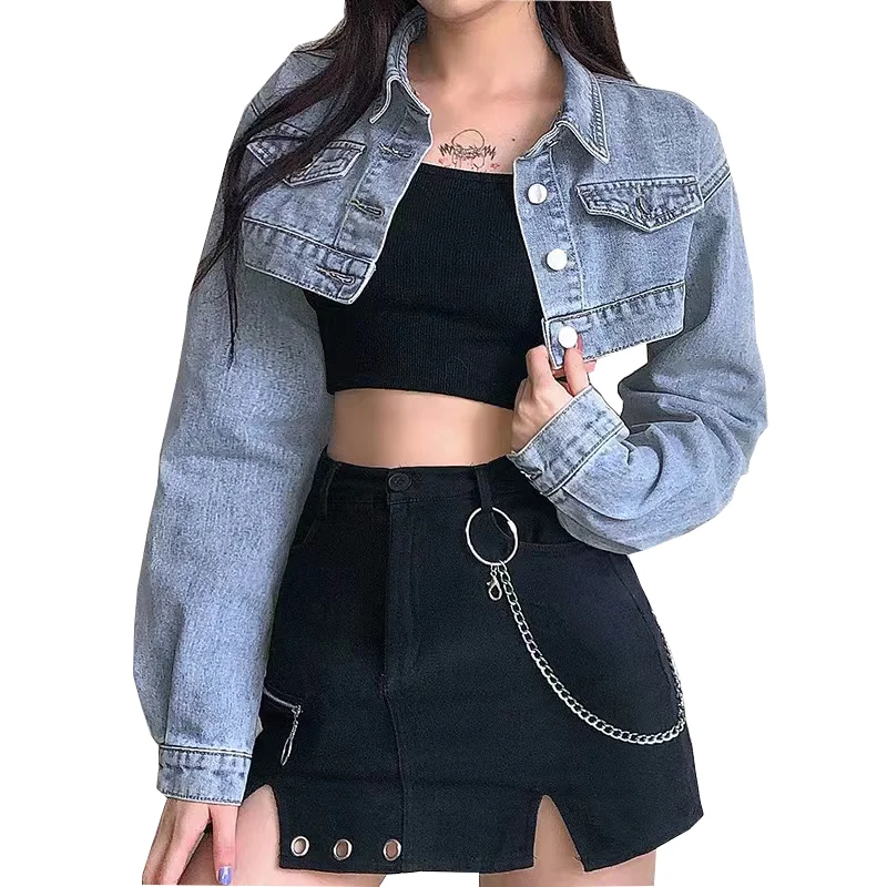 Fashion Cropped Denim Jacket For Women Summer Casual Sexy Long Sleeve Woman Blue Jean Jackets Vintage E Girl Coat With Pockets
Fashion Cropped Denim Jacket For Women Summer Casual Sexy Long Sleeve Woman Blue Jean Jackets Vintage E Girl Coat With Pockets