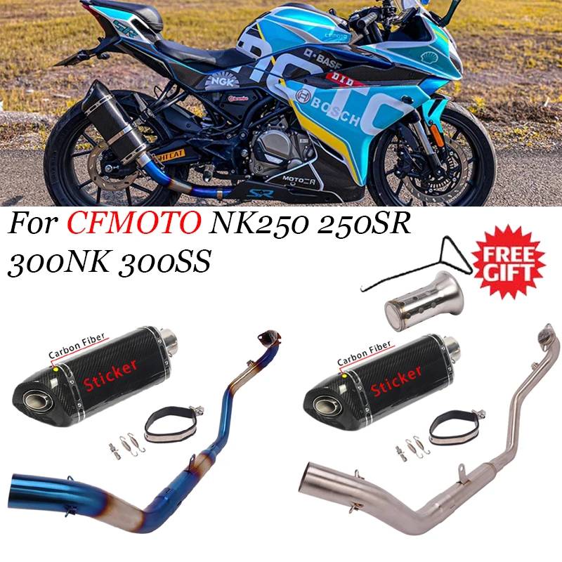 Slip on For CFMoto NK250 250SR 300NK NK300 300SS Motorcycle Exhaust Full System Escape Front Link Pipe Carbon Fiber Muffler 
Slip on For CFMoto NK250 250SR 300NK NK300 300SS Motorcycle Exhaust Full System Escape Front Link Pipe Carbon Fiber Muffler