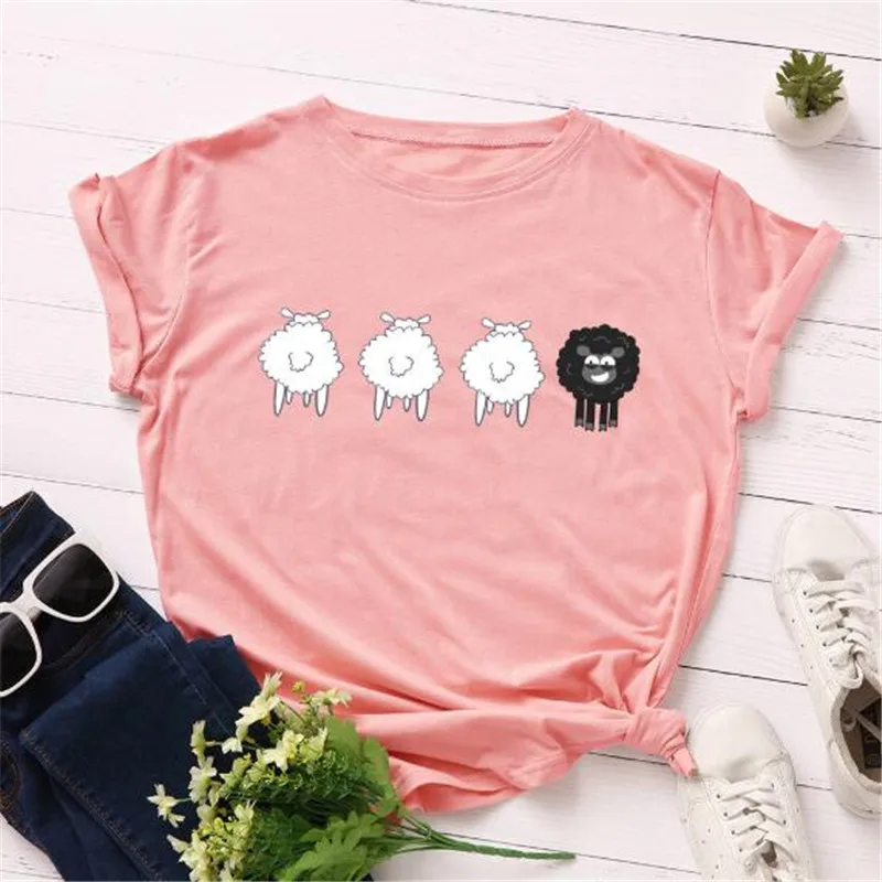 Women Summer T Shirt Plus Size 5XL Cotton Cute Sheep Animal Print Female Short Sleeve Oversized Tshirts Casual Graphic Tee Tops
Women Summer T Shirt Plus Size 5XL Cotton Cute Sheep Animal Print Female Short Sleeve Oversized Tshirts Casual Graphic Tee Tops