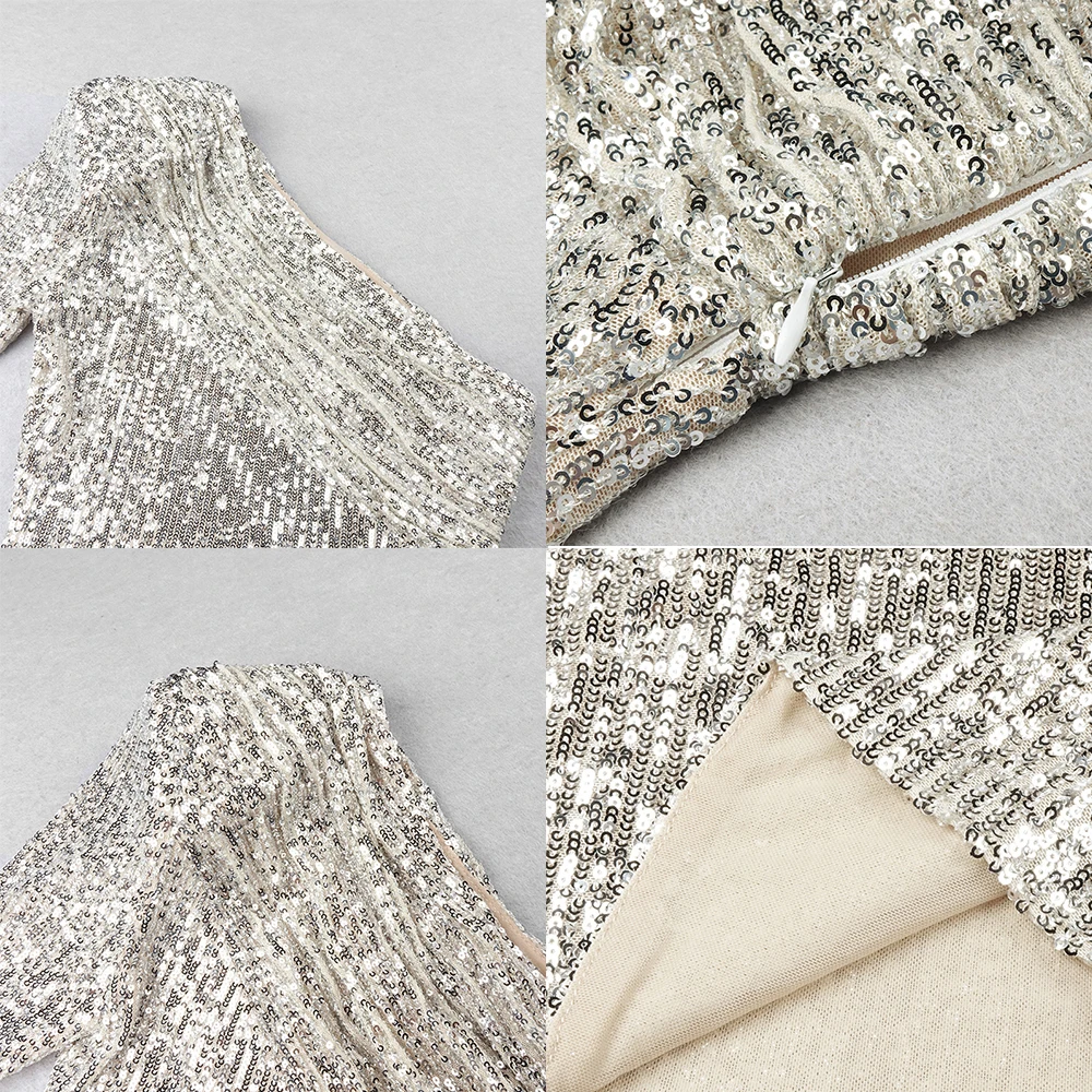 Women's One Shoulder Luxury Stretchy Silver Sequin Night Gown Party Dress Bodycon Mid-Length Backless Tight Female Dress Vestido
Women's One Shoulder Luxury Stretchy Silver Sequin Night Gown Party Dress Bodycon Mid-Length Backless Tight Female Dress Vestido