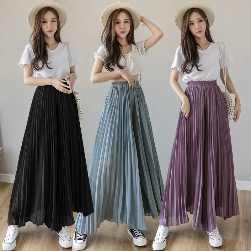 Casual High Waist Pleated Chiffon Wide-leg Pants Women's Clothing 2022 Spring Summer New Korean Loose Nine Point Pants aq300
Casual High Waist Pleated Chiffon Wide-leg Pants Women's Clothing 2022 Spring Summer New Korean Loose Nine Point Pants aq300