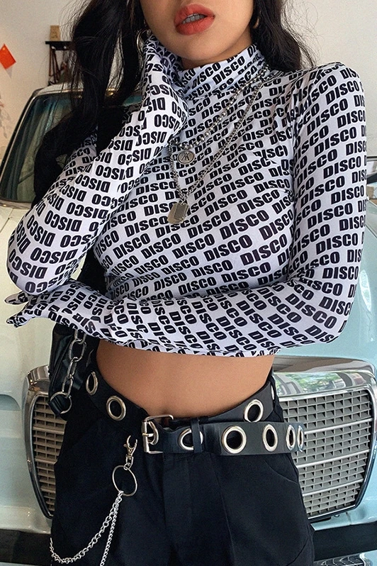 Letter Slim T-shirt Super A Handsome Long Sleeve Gloves Design High Neck Base Shirt All-match Navel Top Autumn
Letter Slim T-shirt Super A Handsome Long Sleeve Gloves Design High Neck Base Shirt All-match Navel Top Autumn