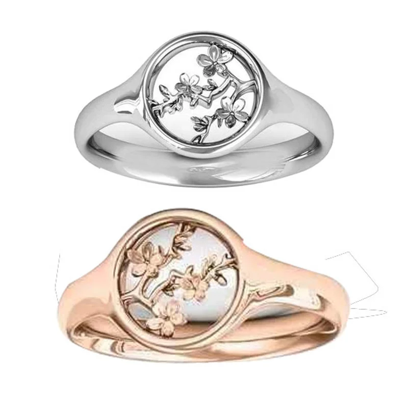 Hot Sale Elegant Rose Gold Color Silver Color Peach Flower Branch Female Alloy Ring for Women Party Jewelry Accessories
Hot Sale Elegant Rose Gold Color Silver Color Peach Flower Branch Female Alloy Ring for Women Party Jewelry Accessories