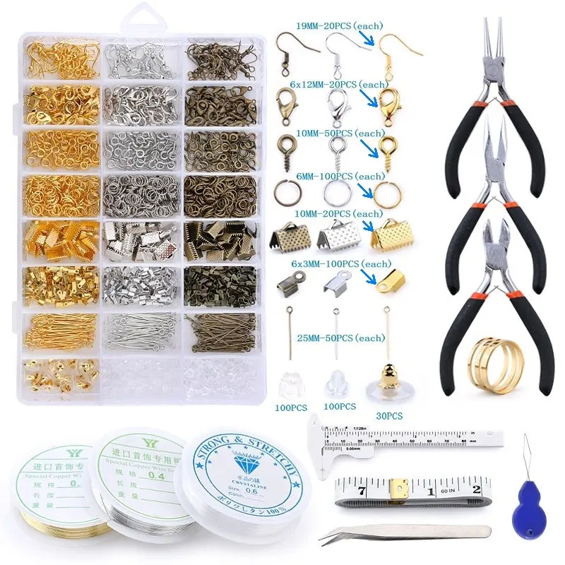 Alloy Accessories Set Jewelry Making Set Tool Clip Lobster Clasp Open Jumping Ring Earring Hook Jewelry Making Supplies Kit
Alloy Accessories Set Jewelry Making Set Tool Clip Lobster Clasp Open Jumping Ring Earring Hook Jewelry Making Supplies Kit