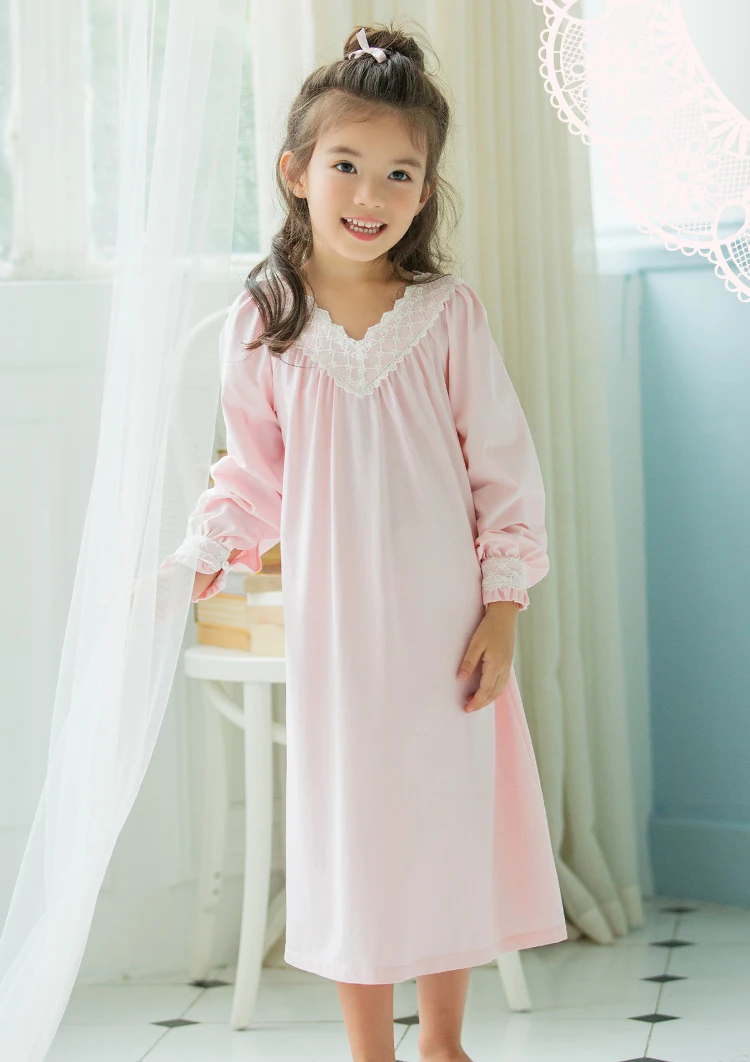 Детское платье лолиты для девочек розовые ночные рубашки принцессы винтажные с v