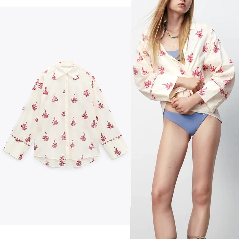 Женская блузка с отложным воротником ZA, тонкий однобортный Топ с принтом, Повседневная Свободная рубашка с длинным рукавом, лето 2021
Женская блузка с отложным воротником ZA, тонкий однобортный Топ с принтом, Повседневная Свободная рубашка с длинным рукавом, лето 2021