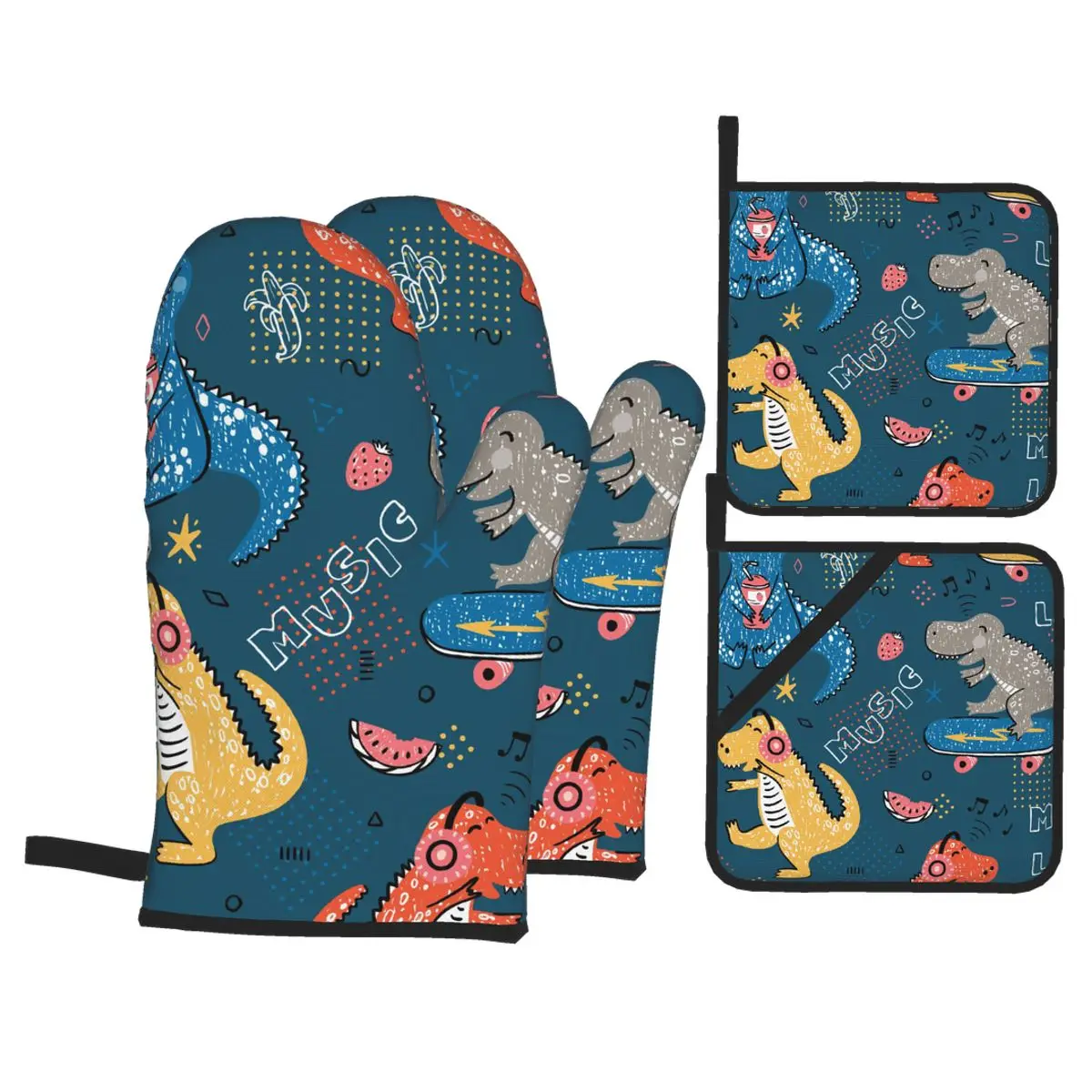 4pcs Oven Mitts Polyester Baking Insulation Gloves Music Lover Dinosaur Microwave Heat Resistant Kitchen Gloves Potholder Pad
4pcs Oven Mitts Polyester Baking Insulation Gloves Music Lover Dinosaur Microwave Heat Resistant Kitchen Gloves Potholder Pad