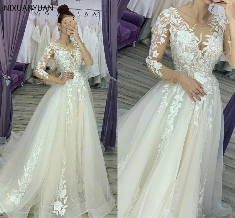 Plus Size Long Sleeve Lace Wedding Dresses 2021 Appliques A Line Bride Dress Princess Wedding Gown Robe De Mariee
Plus Size Long Sleeve Lace Wedding Dresses 2021 Appliques A Line Bride Dress Princess Wedding Gown Robe De Mariee
