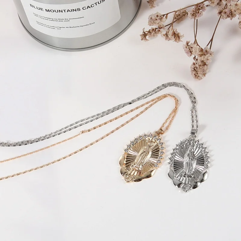 Catholic Virgin Mary Pendant Necklace for Women Inlaid Zircon Pendant Fashion Religious Party Jewelry Wholesale Accessories
Catholic Virgin Mary Pendant Necklace for Women Inlaid Zircon Pendant Fashion Religious Party Jewelry Wholesale Accessories