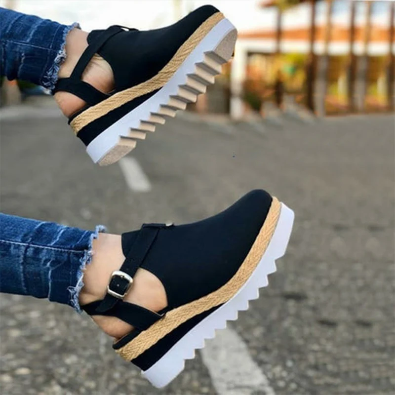 Women's Sandals Vintage Wedge Shoes Woman Buckle Strap Straw Thick Bottom Flats Platform Sandals Flock Female Shoes Summer 2021
Women's Sandals Vintage Wedge Shoes Woman Buckle Strap Straw Thick Bottom Flats Platform Sandals Flock Female Shoes Summer 2021