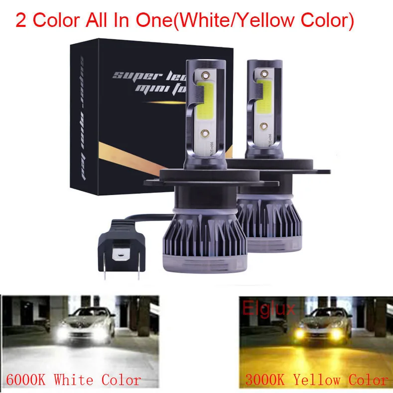 2Pcs Dual 2Color Car Led Headlight Bulb H4 H7 H1 H1 H3 H13 9005 HB3 9006 HB4 3000K 4500K 12000LM 80W Auto Fog Light HeadLamp
2Pcs Dual 2Color Car Led Headlight Bulb H4 H7 H1 H1 H3 H13 9005 HB3 9006 HB4 3000K 4500K 12000LM 80W Auto Fog Light HeadLamp