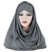 2022 New Women Jersey Scarf Soft Plain Cotton Instant Hijab Shawls and Wraps foulard femme muslim Hijabs Ready To Wear Headscarf