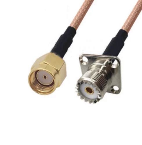 

RG316 Cable RP-SMA Male To UHF SO239 Female 4 Hole Flange Panel Mount Connector RF Coaxial Jumper Cable