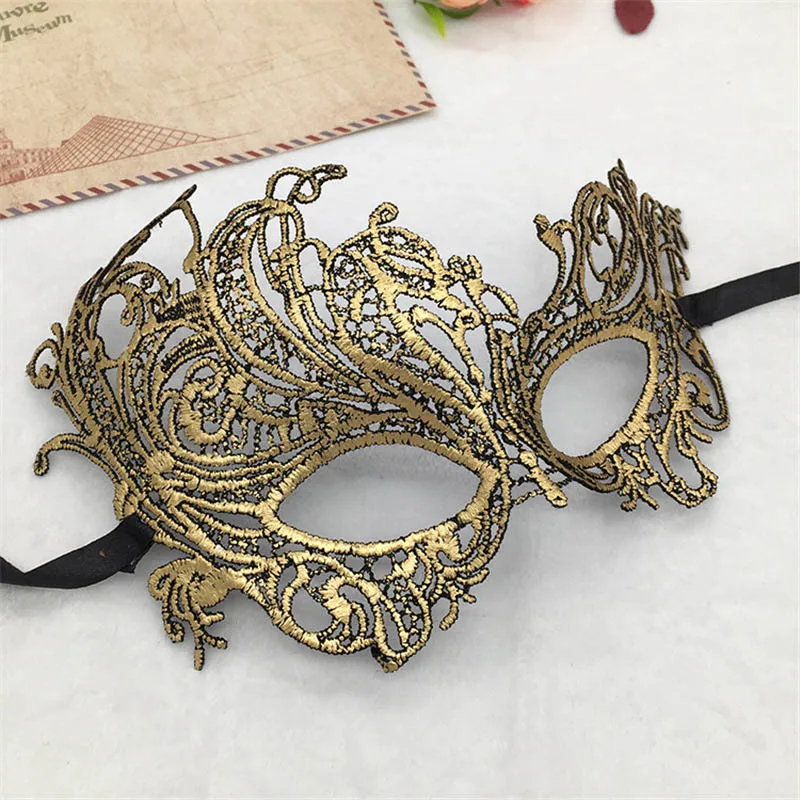 Золотая маска для глаз вечерние венецианская Карнавальная женские Кружевные