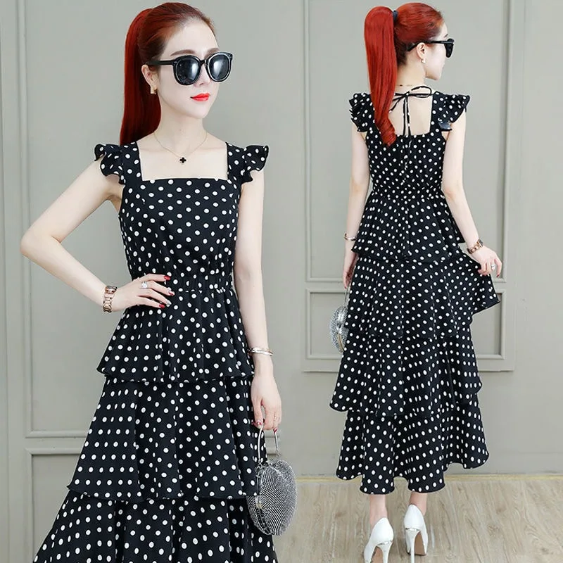 Long Summer Dress Women New Chiffon Wave point cake Dress Female Sexy Sling Dress Ladies Dress Plus Size Women Dress Vestidos 
Long Summer Dress Women New Chiffon Wave point cake Dress Female Sexy Sling Dress Ladies Dress Plus Size Women Dress Vestidos